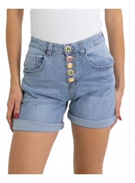 Pantaloncino in jeans con bottoni colorati